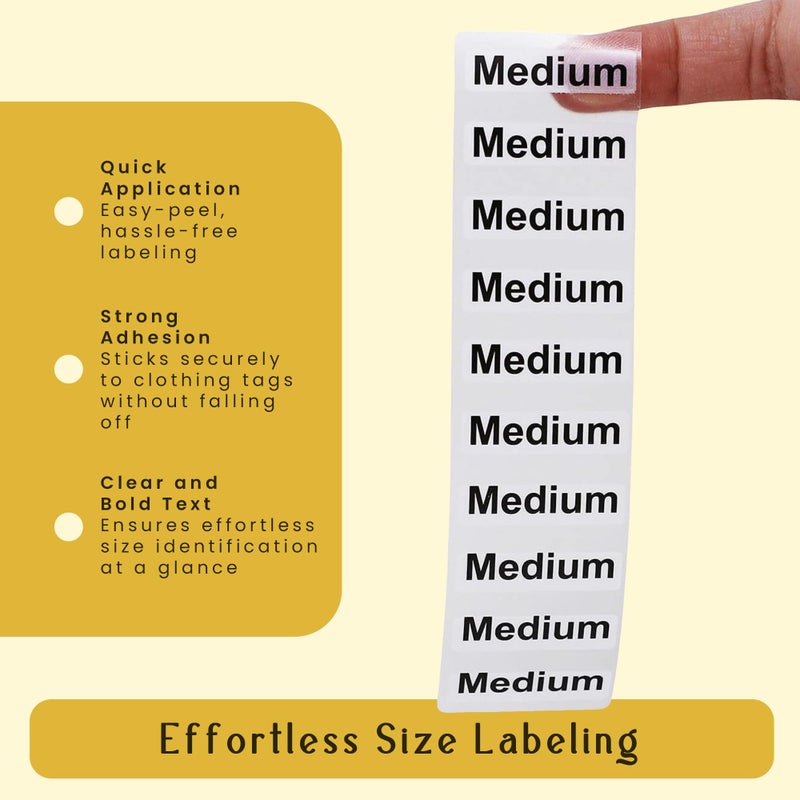 InStockLabels.com Medium Clothing Labels â€“ Clear Size Strip Stickers with Black Text, 1.25 x 5 Inch Adhesive Labels, 125 Total Stickers for Retail Apparel, Clothing Organization, and Inventory â€“ Made in The USA - Image 5